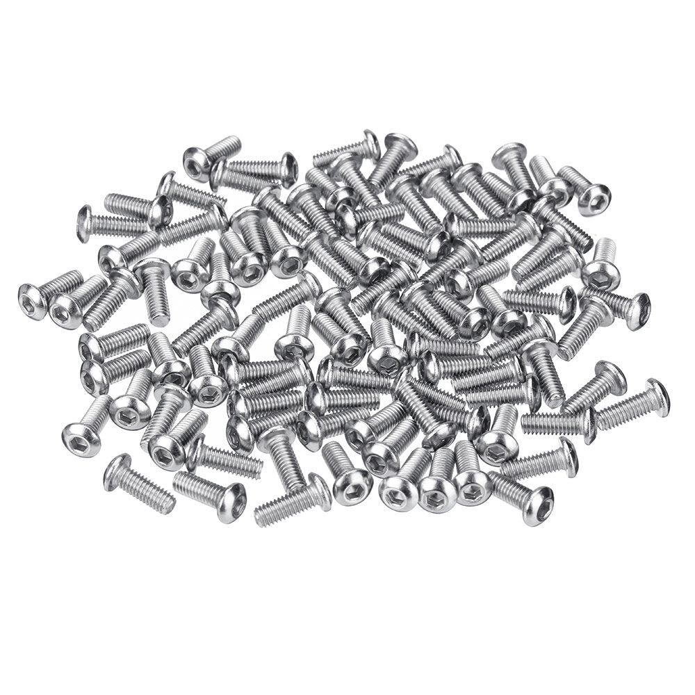 M3SS4 100Pcs Metric M3 304 Stainless Steel A2 Button Head Hex Socket Cap Screw Bolt