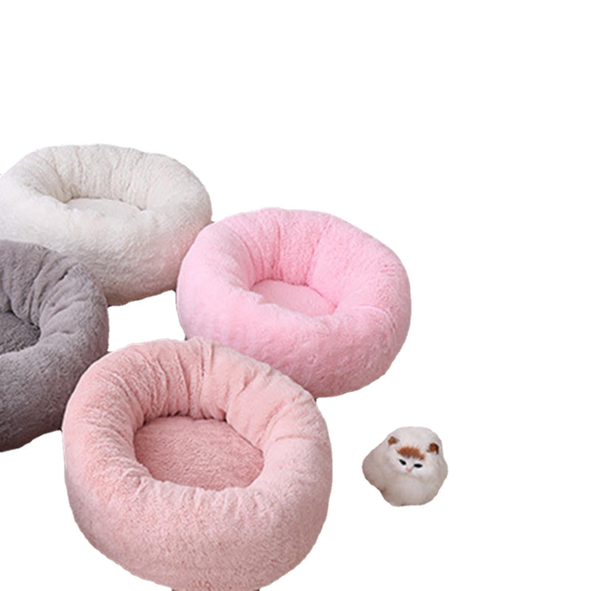 Donut Plush Small Dog Cat Beds Warm Soft Pet House Nest With Pillow Cave Pet Bed