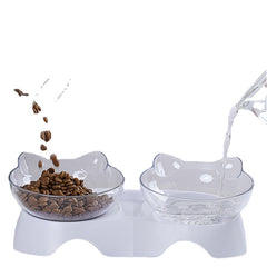 3 Types Oblique Cat Food Bowls Protecting Cervical Vertebra With Water Store Bottle Multi-function Pet Bowl 1/2 Bowls Set