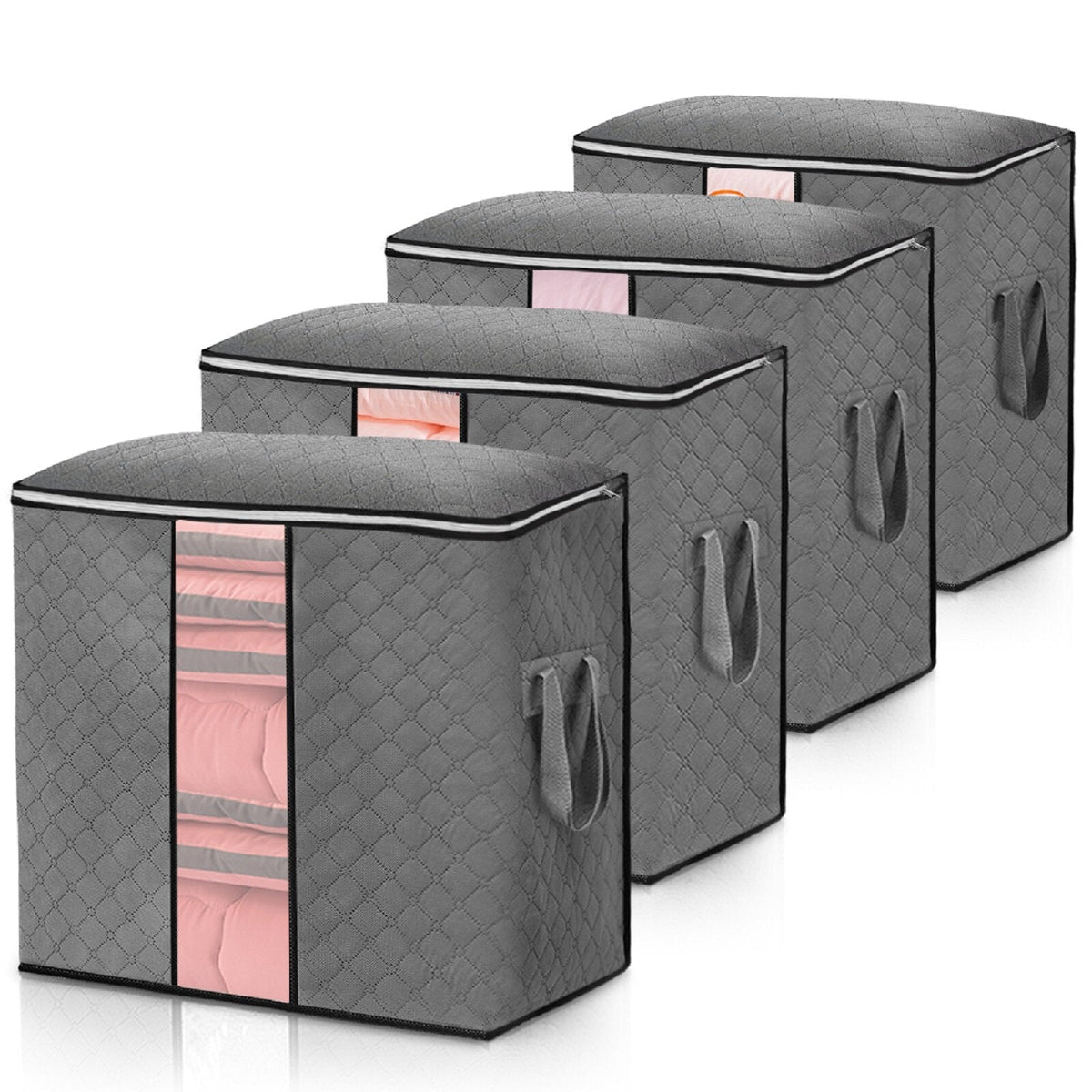 4Pcs Non-woven Fabric Clothes Storage Bag Foldable High Capacity Quilt Storage Bag Portable Storage Container