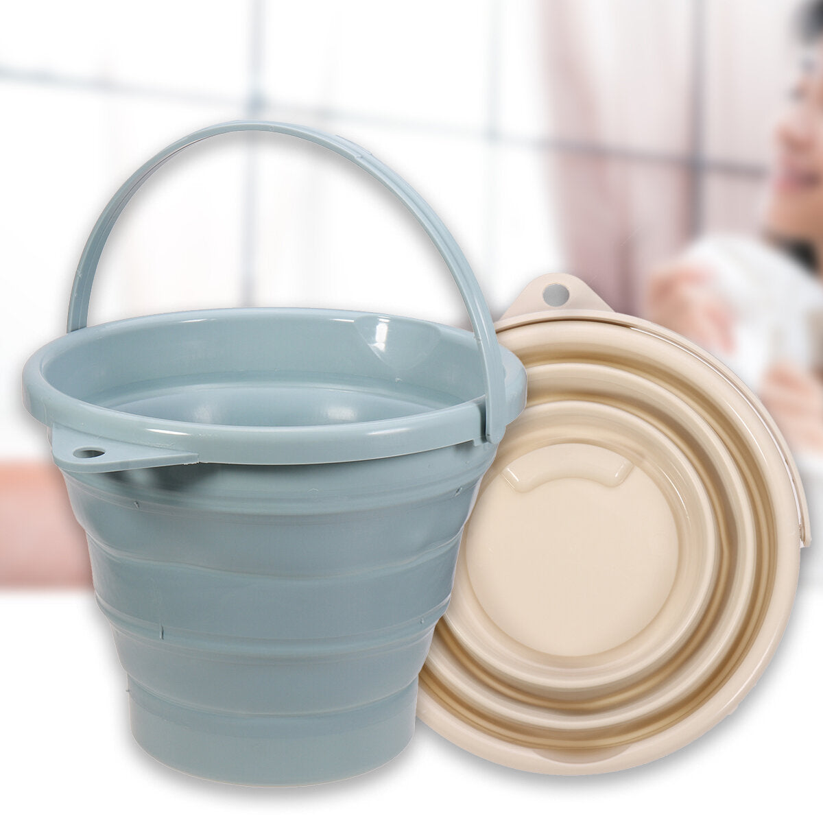 10L Portable Folding Bucket Silicon Household Laundry Storage Outdoor Fishing Round Bucket