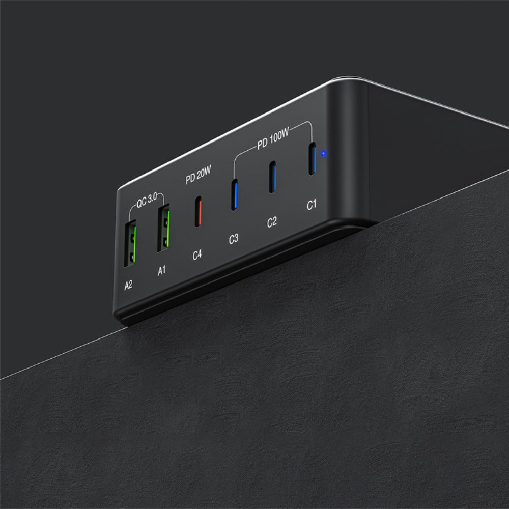 140W 6-Port USB PD Charger, Fast Charging Station with 2 USB-A & 4 USB-C for iPhone, Hui, Samsung, Xiaomi