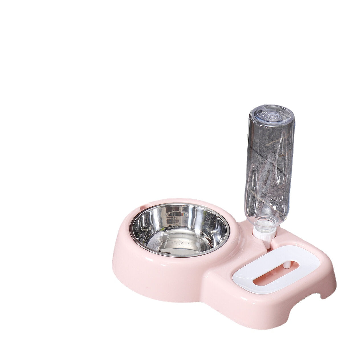 2 In 1 Automatic Pet Bowl 500ml Adjustable Drinking Fountain Dog Cat Food Feeder