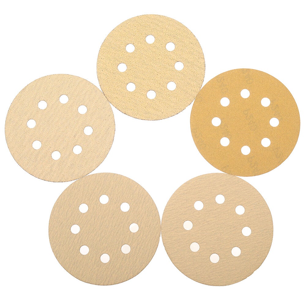 100pcs 5 Inch 60/80/120/150/240 Grit Sanding Discs 125mm 8 Holes Sandpaper Sanding Polishing Pad