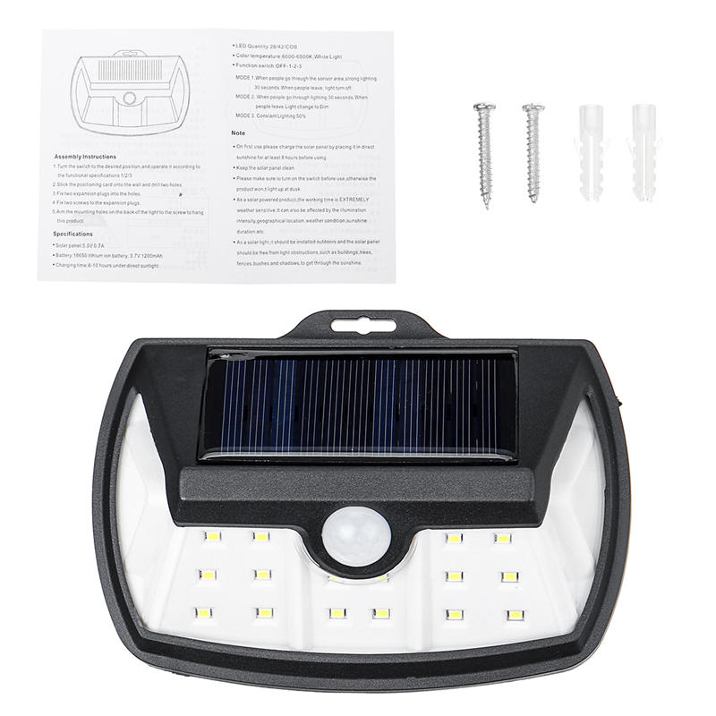 28/42LED Waterproof LED Solar Wall Light Outdoor PIR Motion Sensor Garden Lamp