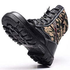 Winter Men Camouflage Steel toe Fur Lined work Ankle boots Labor Safety Shoes Work Shoes Waterproof