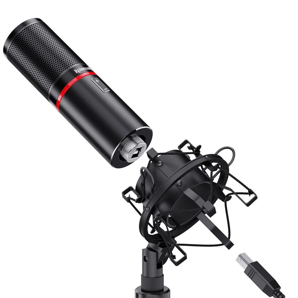 USB Condenser Recording Microphone with Tripod Cardioid Studio Vocals Voice Mic for PC Laptop Live Broadcast Streaming