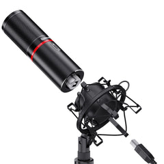 USB Condenser Recording Microphone with Tripod Cardioid Studio Vocals Voice Mic for PC Laptop Live Broadcast Streaming