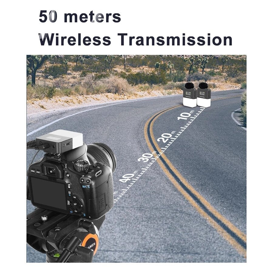 UHF Wireless Microphone System Lavalier Mic with Transmitter for SLR Camera Smartphone Video Interview Record