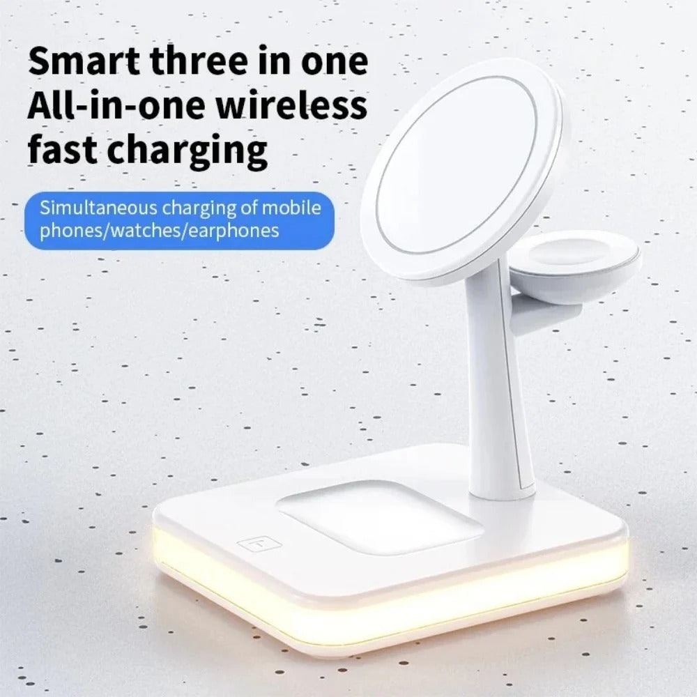 30W 4-in-1 Magnetic Wireless Charger Lamp for iPhone, Apple Watch, AirPods