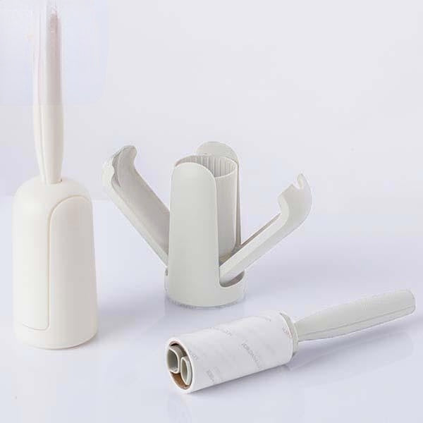 Portable Creamy White Cleaning Sweater Sticky Roller Brush Cleaning Tool Travel Camping With 2 Pcs Sticky Paper