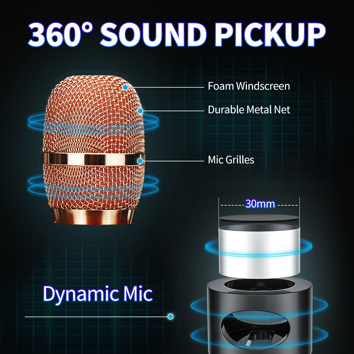 Wireless Microphone bluetooth Speaker HIFI TF Card AUX-In Luminous 2600mAh Music Player Recorder for K Songs Karaoke KTV Singing