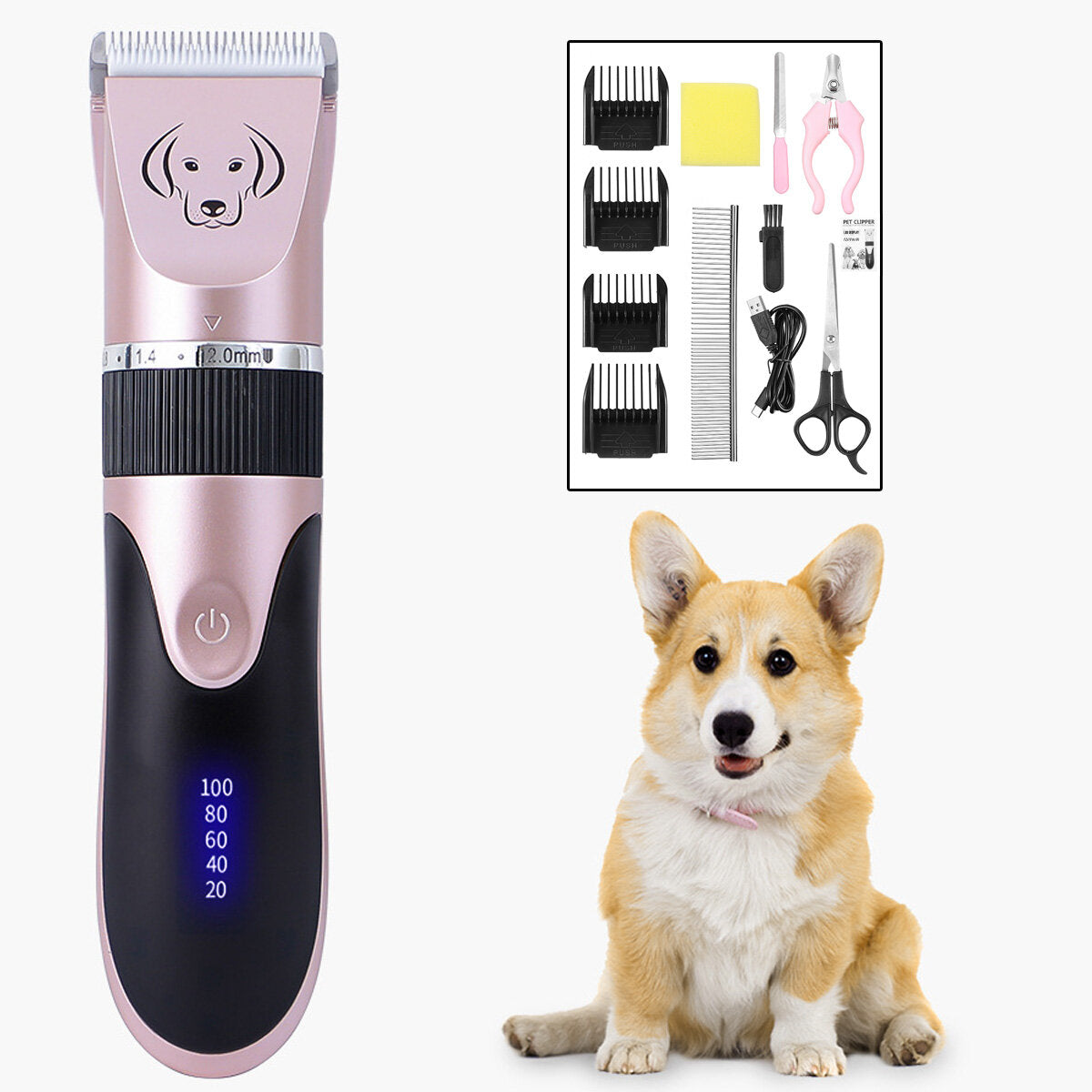 Professional Pet Cat Dog Clipper Grooming Electric Type-C Rechargeable Trimmer