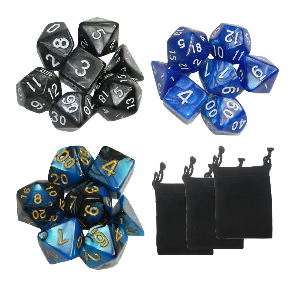 21 pc 3 Colrs Polyhedral Dice Sets Multisided Dice Role Playing Game Dice Gadget