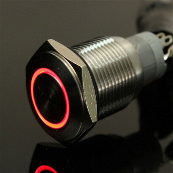 12V 16mm Latching Angel Eye LED Push Button Switch Flat Head Metal illuminated Push Button Switch