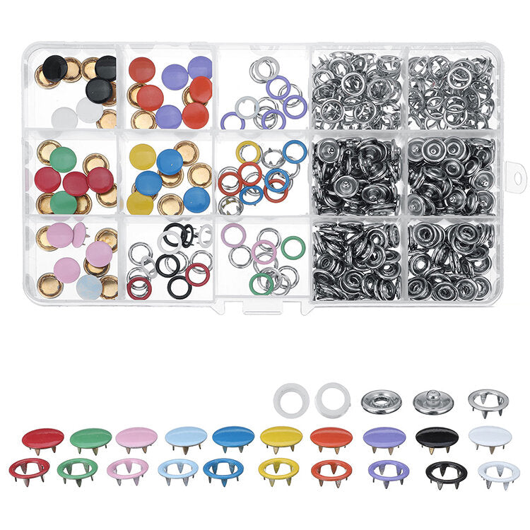 100/200 Sets DIY Press Studs Tools Kit Assorted Colors Snap Metal Sewing Buttons