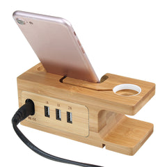 Bamboo Multi Function Charger Dock for Apple Phone Watch