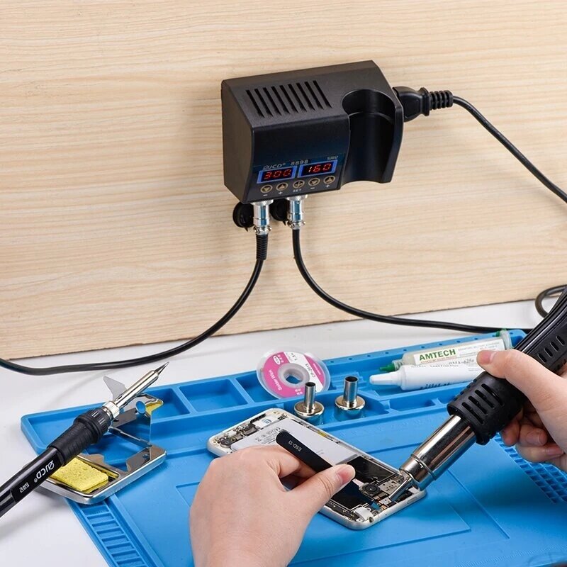 2 in 1 750W 220V/110V Soldering Station Hot Air Gun Heater LCD Digital Display Soldering Iron Welding Rework Station