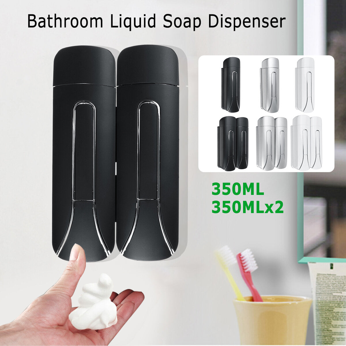 Bathroom Liquid Soap Dispenser 350ml Wall Mounted Liquid Soap Shower Gel Detergent Shampoo Bottle Hotel Home Accessories For Kitchen