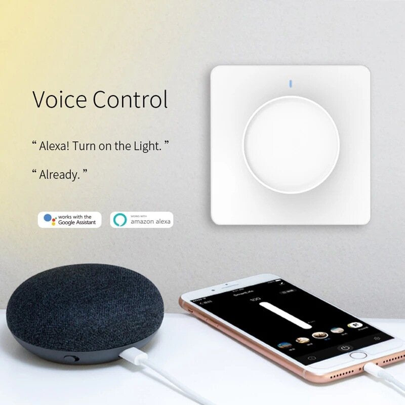 LED Dimming Control Panel Rotay Dimmer Switch Knob Light Brightness Controller Work with Alexa Google Home