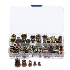 100Pcs M3/M4/M5/M6/M8 Zinc Plated Rivet Nut Threaded Countersunk Head Insert Nut Tool Kits