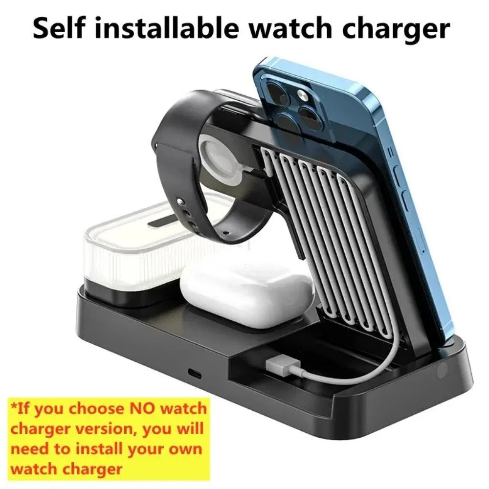 30W 3-in-1 Wireless Charger Stand with Alarm Clock & Night Light for iPhone & Samsung