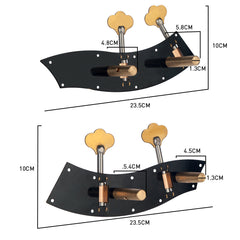 Bass Machine Heads Full Plate W/ 2 Tuning Pegs Bass Machines W/ Carving Flower Inlay For 3/4 Or 4/4 Double Bass