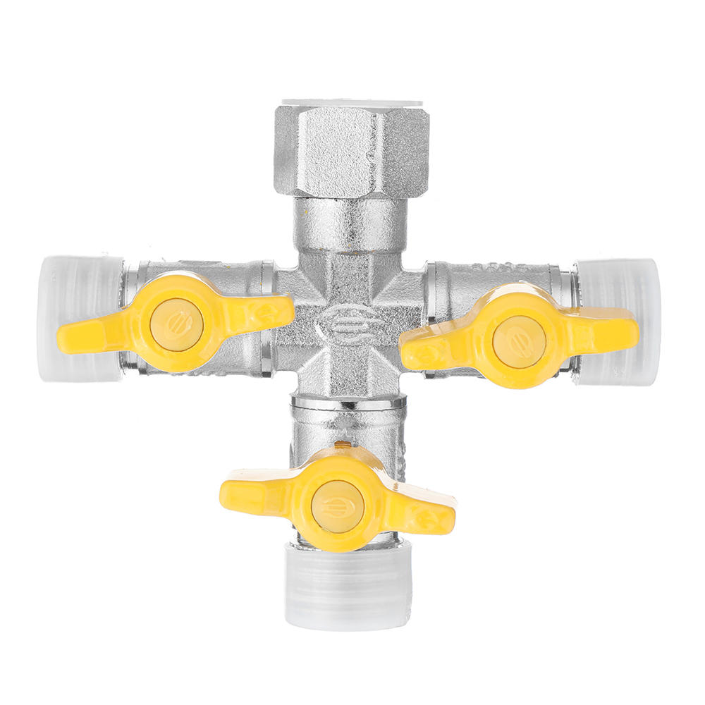 1/2" Garden Hose Tap Manifold Quick Connector Three Outlet 3 Way Water Splitter Valve Adapter for Washing Machine Faucet