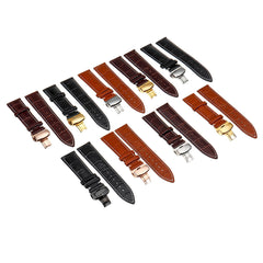 22mm Genuine Leather Watch Band Strap Kit Butterfly Deployment Clasp