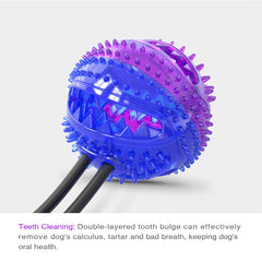 4 In 1 Sunction Dog Toy Pet Molar Bite Toy Double Sucker Self-playing Dog Rope Toy Bite Ball