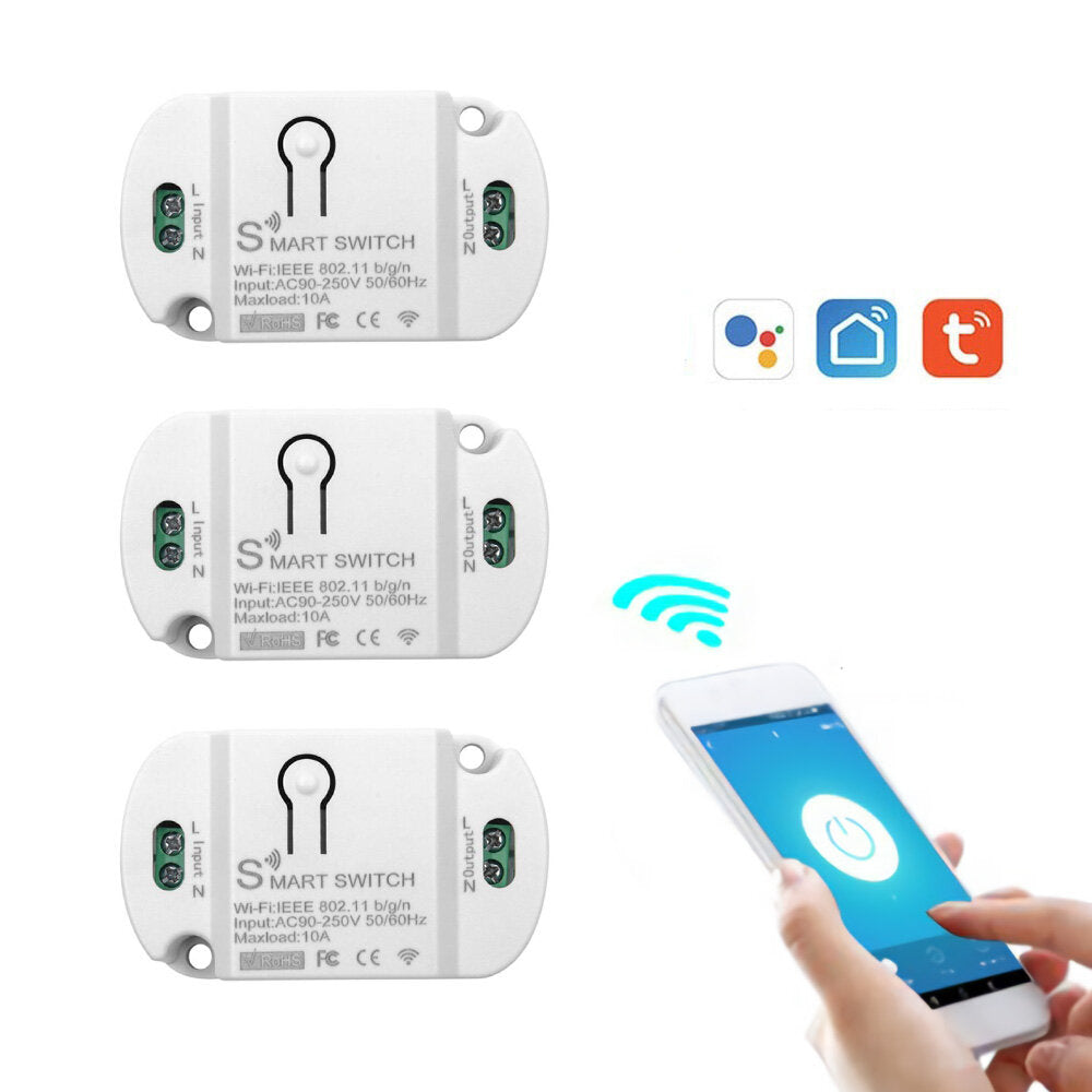 Smart WIFI Home Switch Led Light Universal Module DIY Smart Life WIFI Switch Supports 2 Way Control Work with Alexa Google Home Smart Life