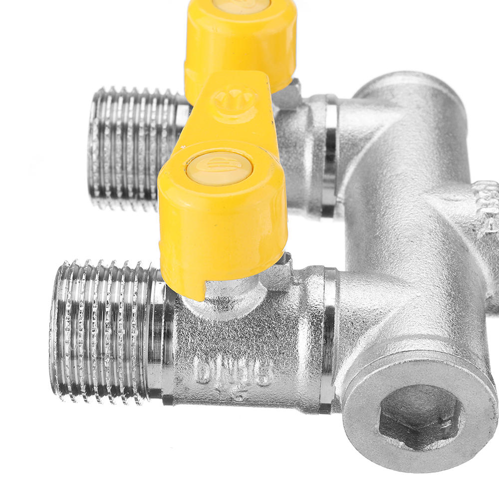 1/2'' Garden Hose Maniford Quick Connector 2 Outlet Two Way Splitter Valve Adapter for Washing Machine Faucet