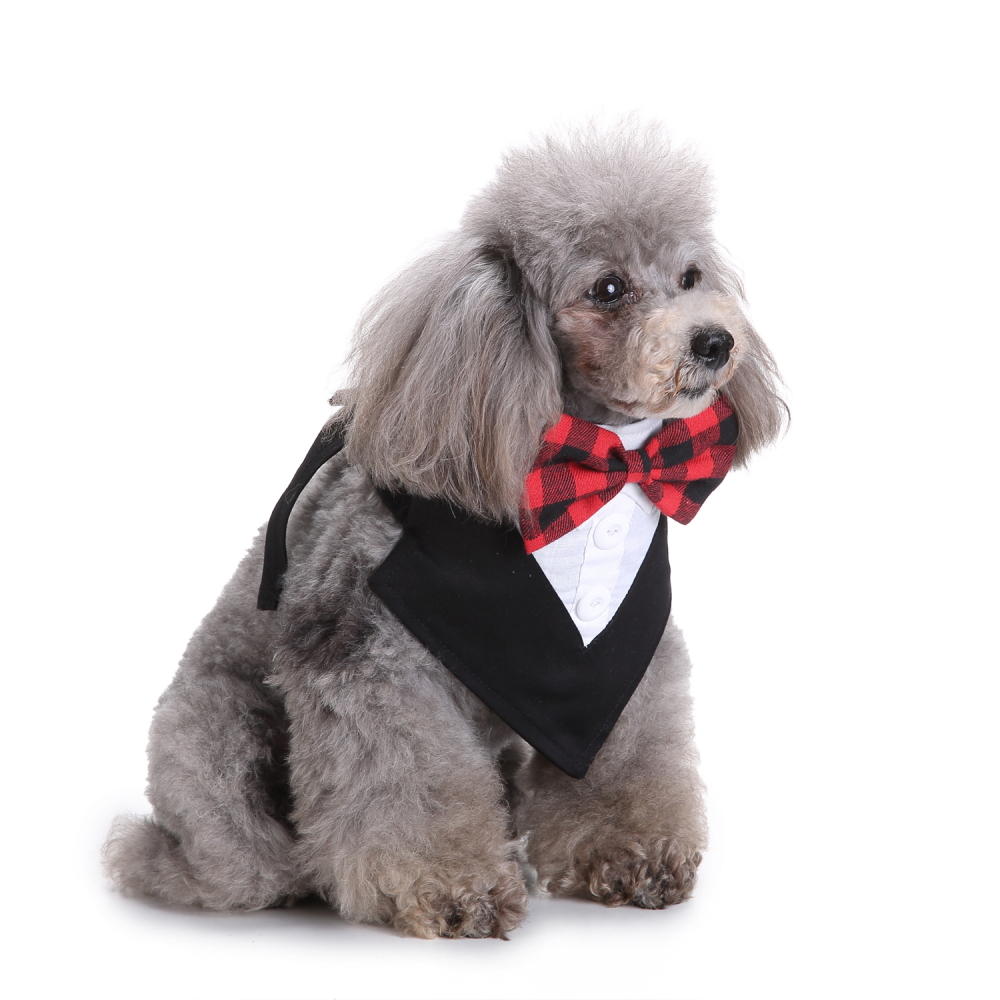 Formal Dog Tuxedo Bandana Ties Adjustable Neckerchief Pet Bow Tie for Wedding Party