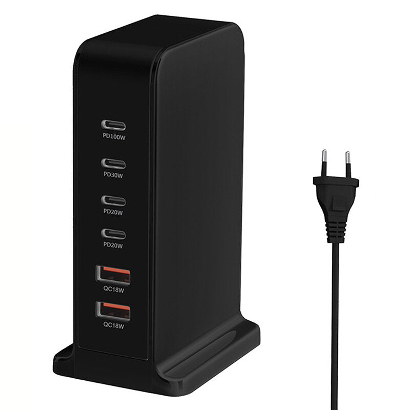 200W GaN 6-Port USB Charger: 4 USB-C + 2 USB-A, Fast Charging for iPhone, Hui, Samsung, Xiaomi