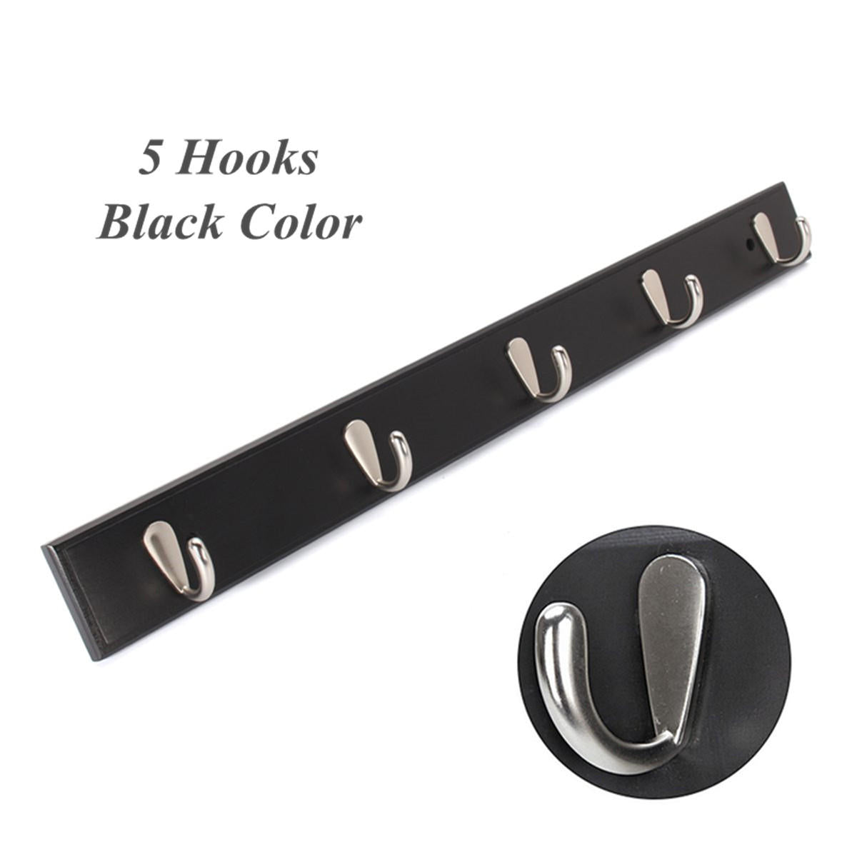 Metal Hooks Wall Mounted Bamboo Hanging Rack Wall Hanger for Coat Clothes Towel