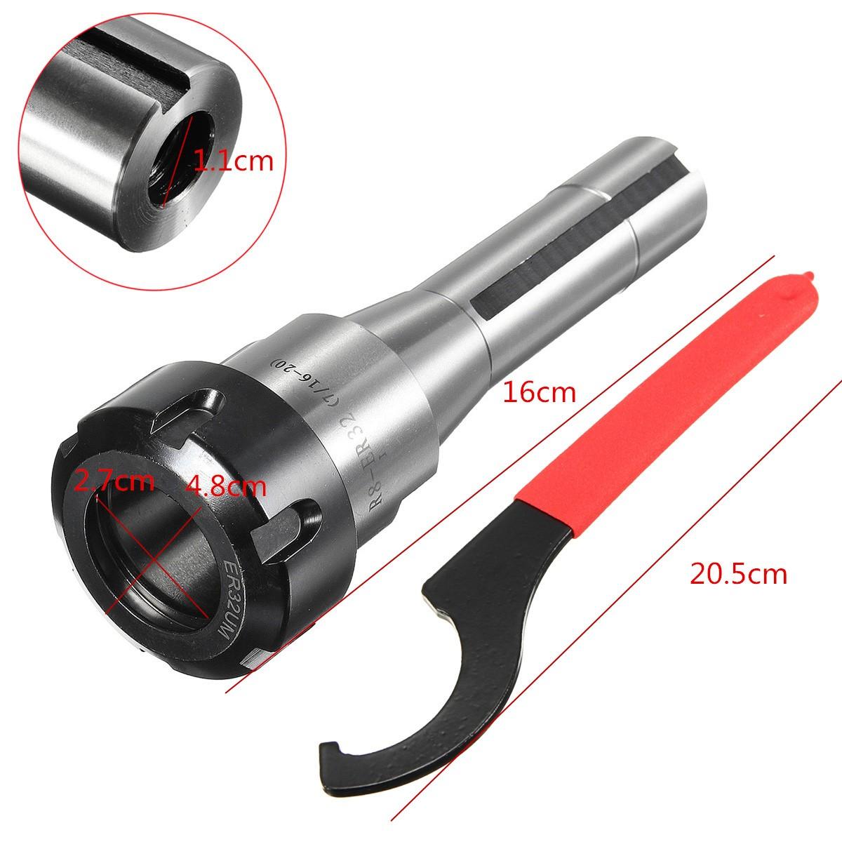 Precision R8 ER32 7/16 Collet Chuck Holder CNC Milling Tool With Wrench