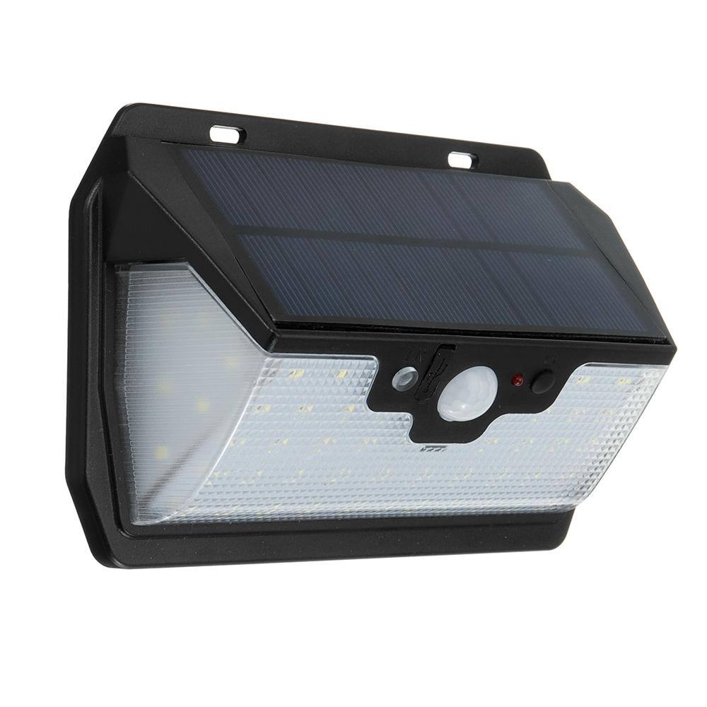 55 LED Solar Motion Sensor Light 3 Modes Outdoor Security Wall Lamp USB Charging