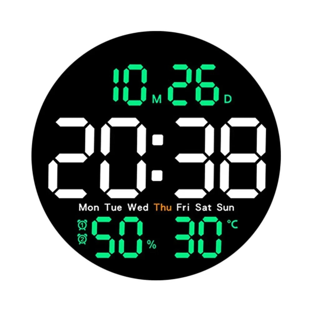 10-Inch LED Digital Wall Clock with Remote, Auto Dimming, Alarm, Temperature, Humidity, Date, Week Display for Home, Office