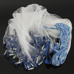 12 X24FT Fishing Net Nylon Mono Mesh Easy Throw Hand Casting 7.2m Sinkers