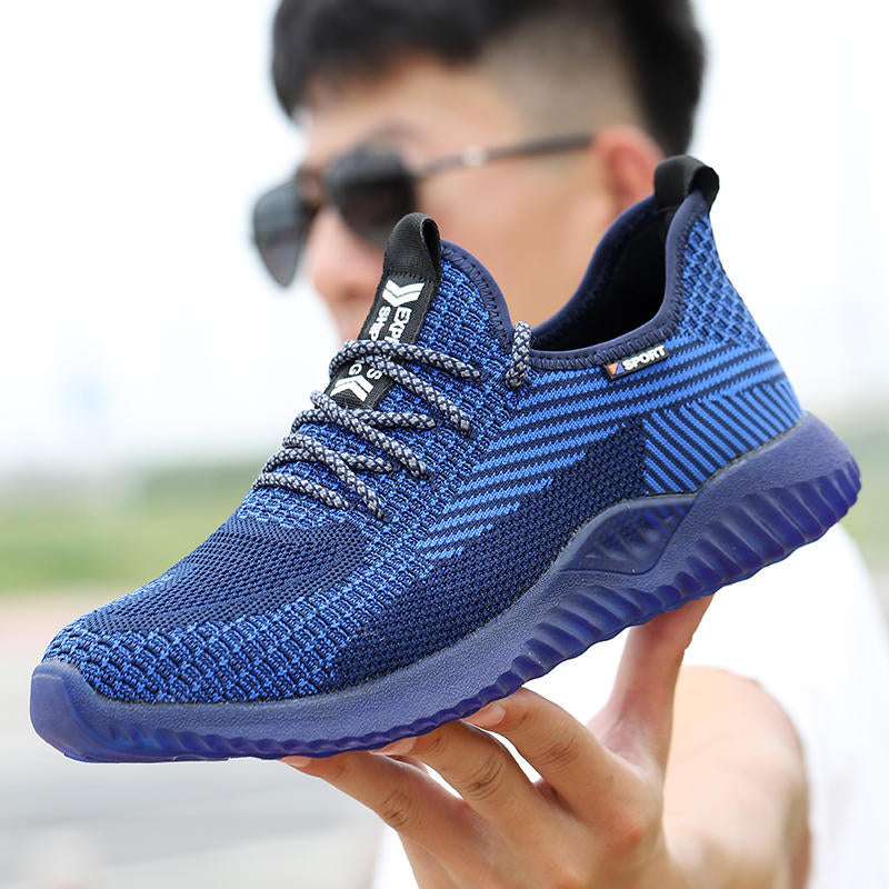 Men Steel Toe Work Shoes Safety Trainers Anti-smash Shoes Mesh Breathable Casual Hiking Shoes