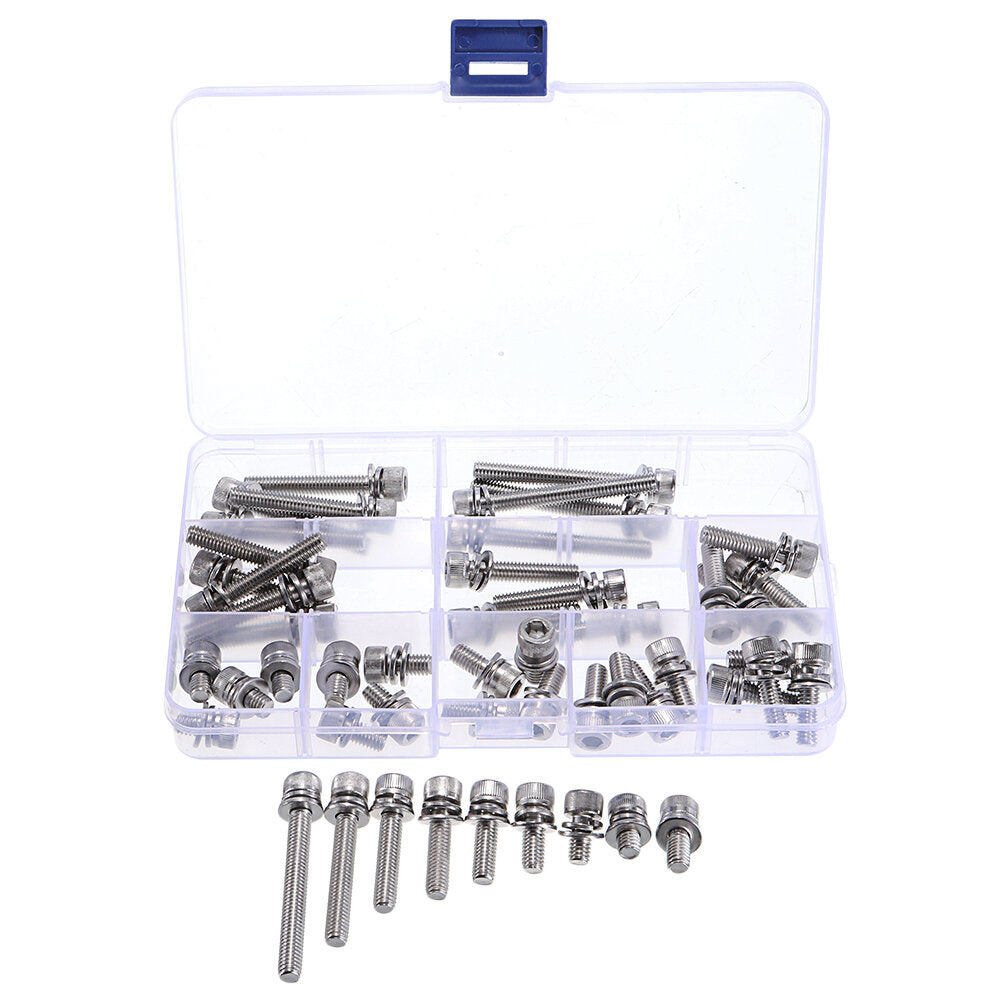 50Pcs M6 Hex Socket Knurled Cap Head Screw 304 Stainless Steel Bolt Assortment Set
