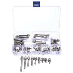 50Pcs M6 Hex Socket Knurled Cap Head Screw 304 Stainless Steel Bolt Assortment Set