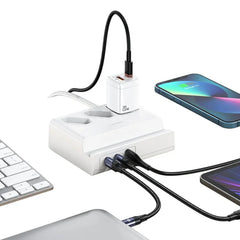 6-in-1 USB Power Strip: 65W PD Charger, 3 AC Outlets, Dual USB-C, QC3.0