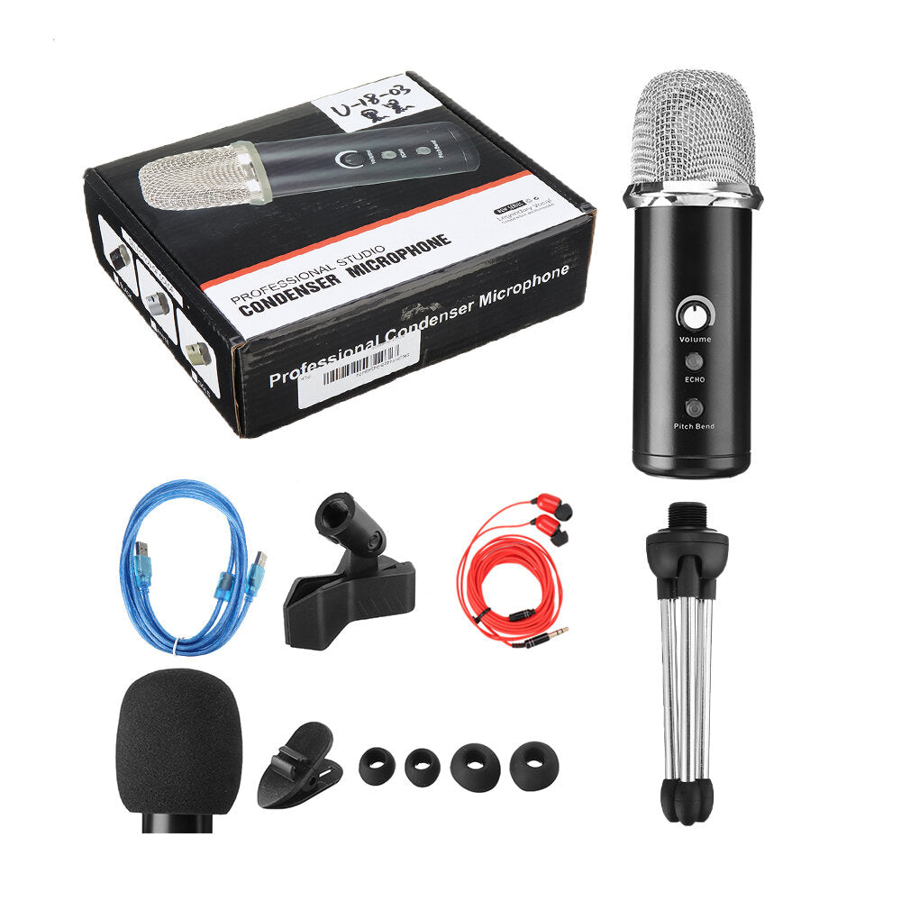 U18 USB Condenser Microphone with 4 Voice Changes and Echos Changes