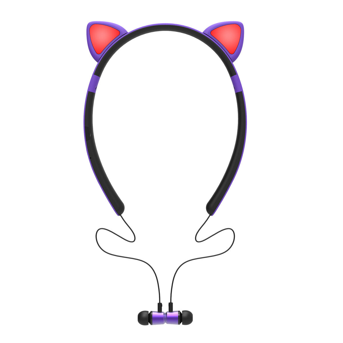 Colorful Wireless bluetooth 5.0 Earphone Cat Ears Shape Cute Neckband Headphone Headset with Mic