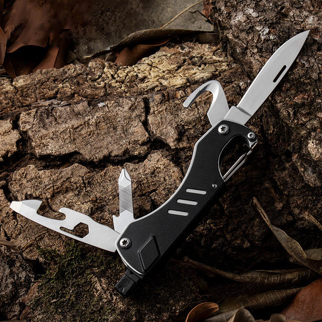 10 IN 1 55mm Steel Outdoor Survival Multi-functional Tools Screwdriver Bottle Opener Folding Knife