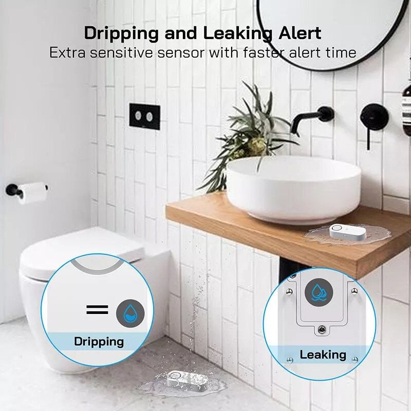 433MHz 120dB Wireless WIFI Waterproof Water Leak Flooding Sensor Alarm with Buzzer