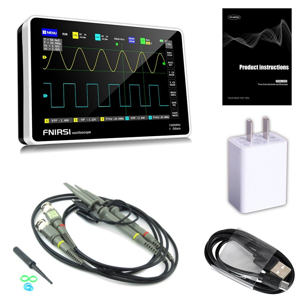 7-inch Digital 2 Channels Tablet Oscilloscope 100M Bandwidth 1GS/s Sampling Rate 800x480 Resolution Capacitor Screen Touch + Gesture Operation Oscilloscopes