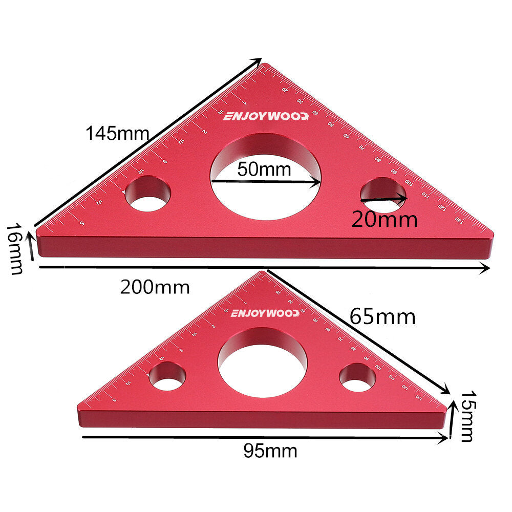 Woodworking Carpenter Square Right Angle Ruler Triangle Height Ruler Metric and Imperial Scale Aluminum Alloy Measuring Tool
