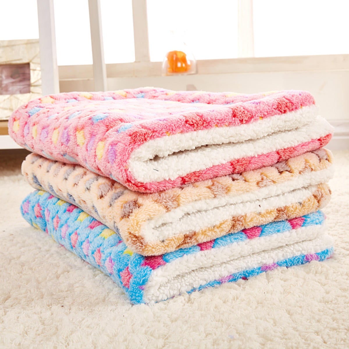 4 Size Soft Cosy Warm Fleece Pet Dog Cat Animal Blanket Velvet Bed Mat Cozy Pad Pet Mat